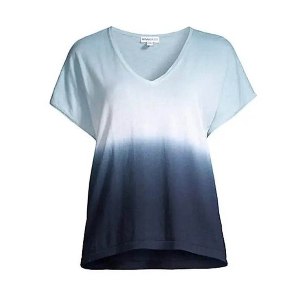 Minnie Rose Cashmere Blend Blue Ombré Short Sleeve Tee – Size Medium/Large